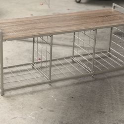 Wood and Metal Shoe Storage Bench