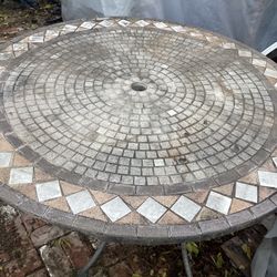 Item 1065  42”. Diameter Heavy Top mosaic Stone Dining Table Pre-owned