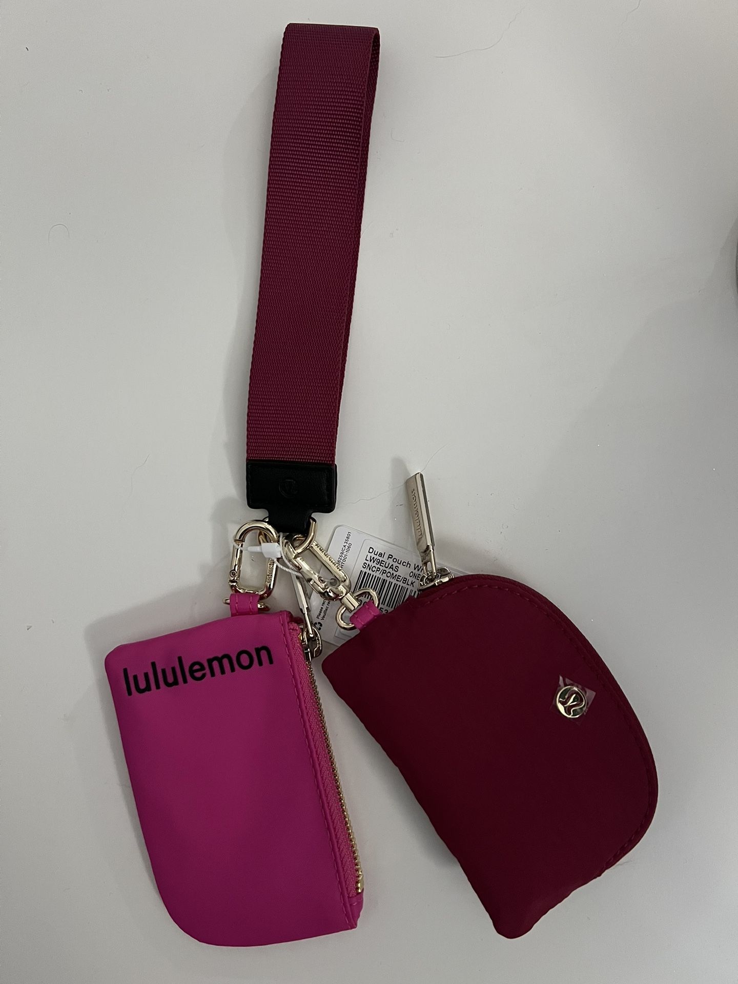 LULULEMON ATHLETICA dual pouch wristlet - Sonic pink/Pomegranate/black