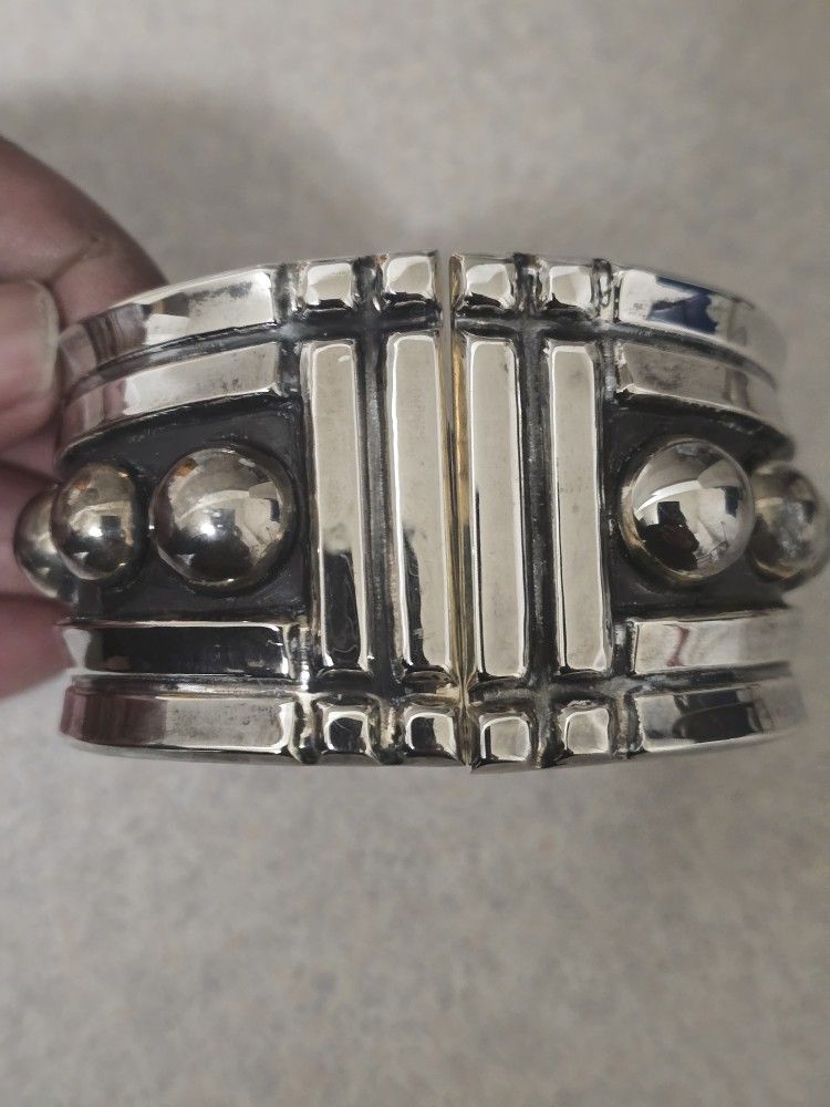 Seed & Sage Made In Mexico Sterling Silver Chunky Beaded Hinge Bracelet