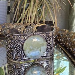 Prehnite Ss Cuff Bracelet 