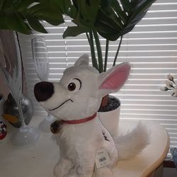 Disney Store Authentic Bolt white patch dog lightning 14"inch stuffed animal plush toy NWT $20 Firm!!!