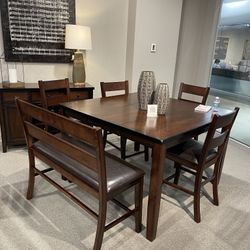 Dining Set Table With 4 Chairs & Bench