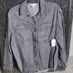 NEW Womens Denim Overshirt - Gray - Time And Tru - Jacket Shirt Clothing - All Sizes