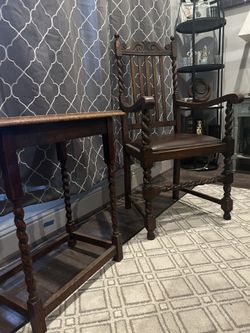 Antique Barley Twist Chair And Table