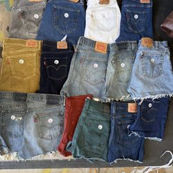 Vintage Levi And Wrangler Shorts Converted. Sizes 4-14