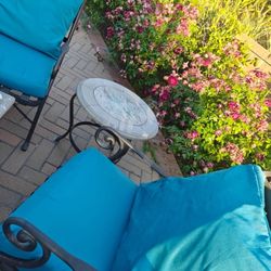 4 Heavy Metal Blue Chairs