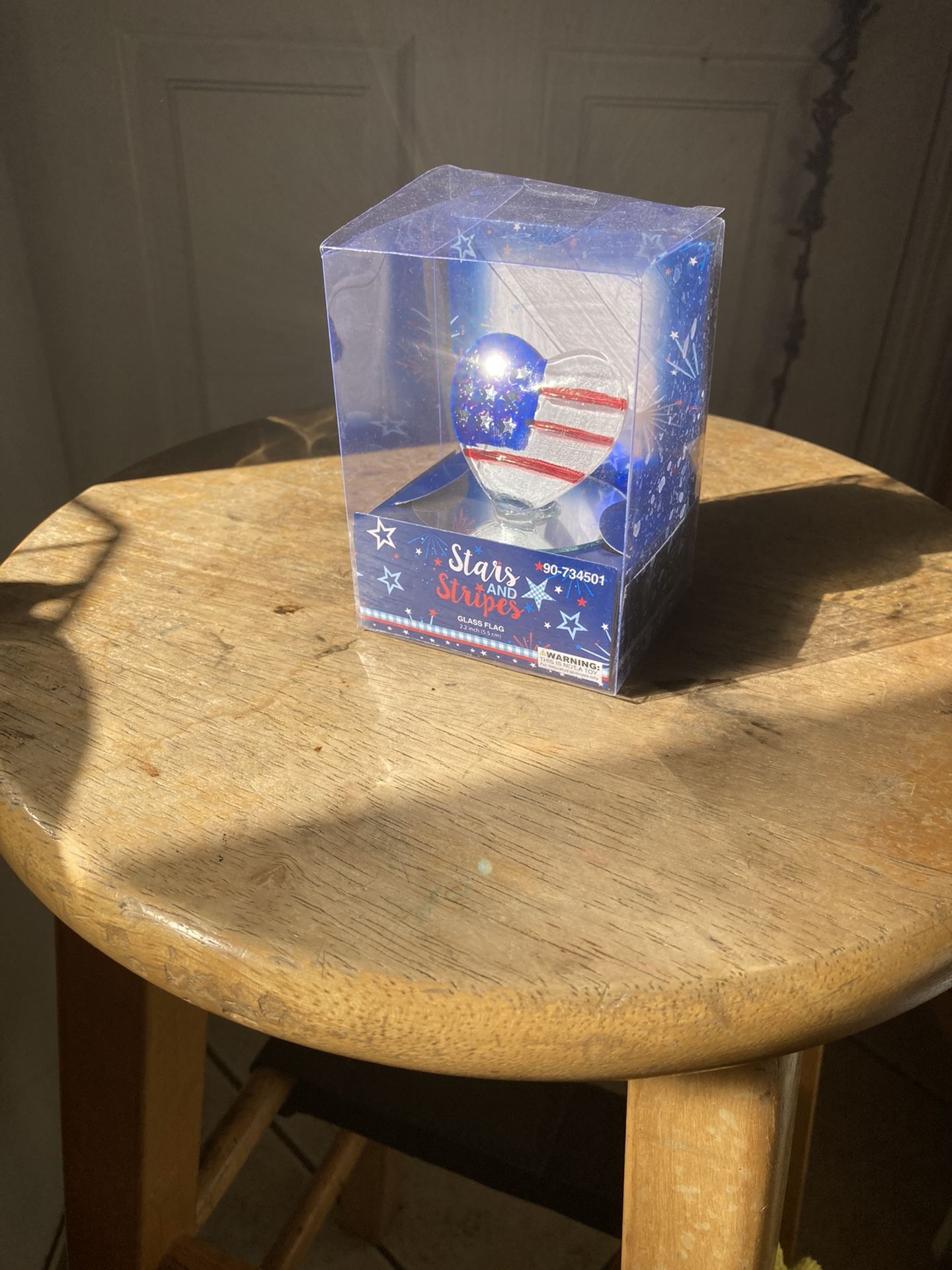 Heart Shaped Glass USA Flag Ornament