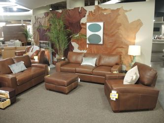 Rocky Mountain Leo Leather Track Arm Loveseat - Cognac | Small Sofa | Two-Seat Couch