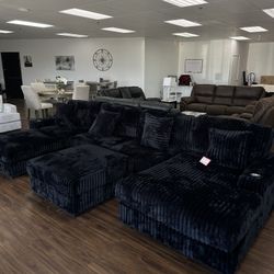 Black Modular Sectional Sofa W/cupholder & USB Ports