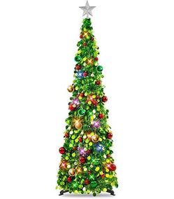 5FT Pop Up Christmas Trees with Lighted Top Star for Decorations