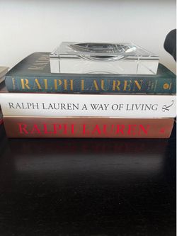 Coffee table books: Ralph Lauren, Cartier etc