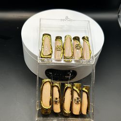 Gold Design Acrylic Nails