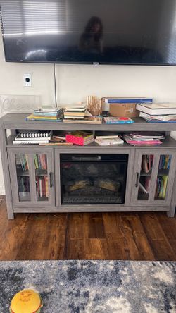 Gray fireplace with heat