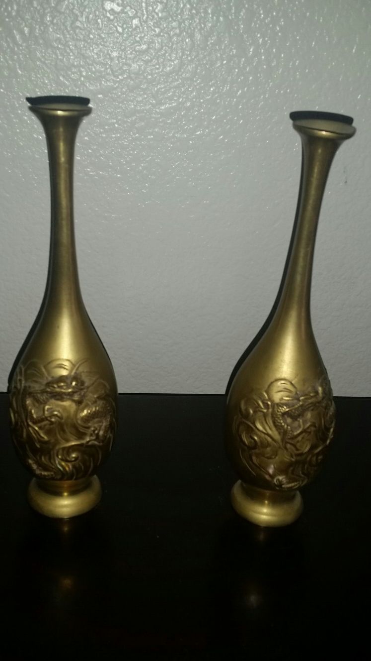 Brass Dragon Vases