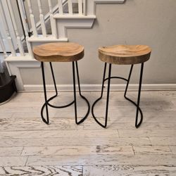 Handcrafted Solid Wood Bar Stools