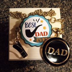 DAD POCKET WATCH--WORKS GREAT- CUSTOM MADE WOODEN BOX AND GIFT BAG INCLUDED!