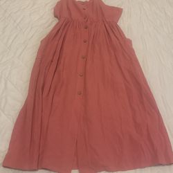 Pink Summer Dress With Pockets 