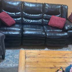 Double Black  Recliner Couch 