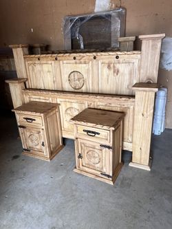 💕Rustic King Honey Rope & Star Bed Set, Rustic Bed, King Bed, FREE Local Delivery 🚚 