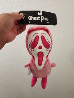 Pink Ghost Face Dog Toy Plush