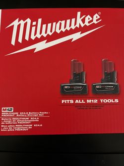 Brand New (2) Milwaukee M12 4.0 XC Batteries with Charger