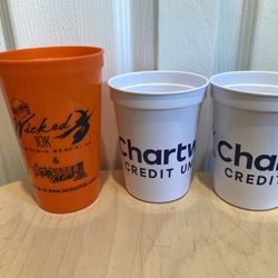 Set of 3 plastic cups Wicked 10k Virginia Beach