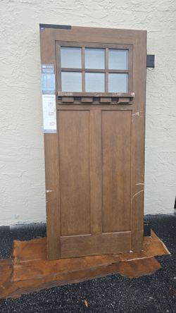 Jeld-Wen Craftsman 35.5 x 79.5 Fiberglass Entry Door 6-Lite
