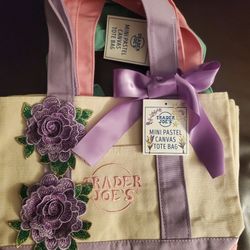 Trader Joe's Mini Pastel Canvas Tote Bag