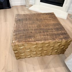 Wood and Gold Coffee Table
