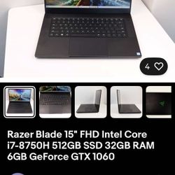 Razer Blade 15" FHD Intel Core
i7-8750H 512GB SSD 32GB RAM
6GB GeForce GTX 1060