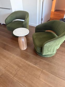 Green Velvet Swivel Accent Chairs – Set of 2