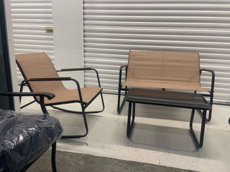 (Delivery Extra)NEW Assembled Rocking Sturdy Outdoor Set Patio Furnitures & 4 Pillows.