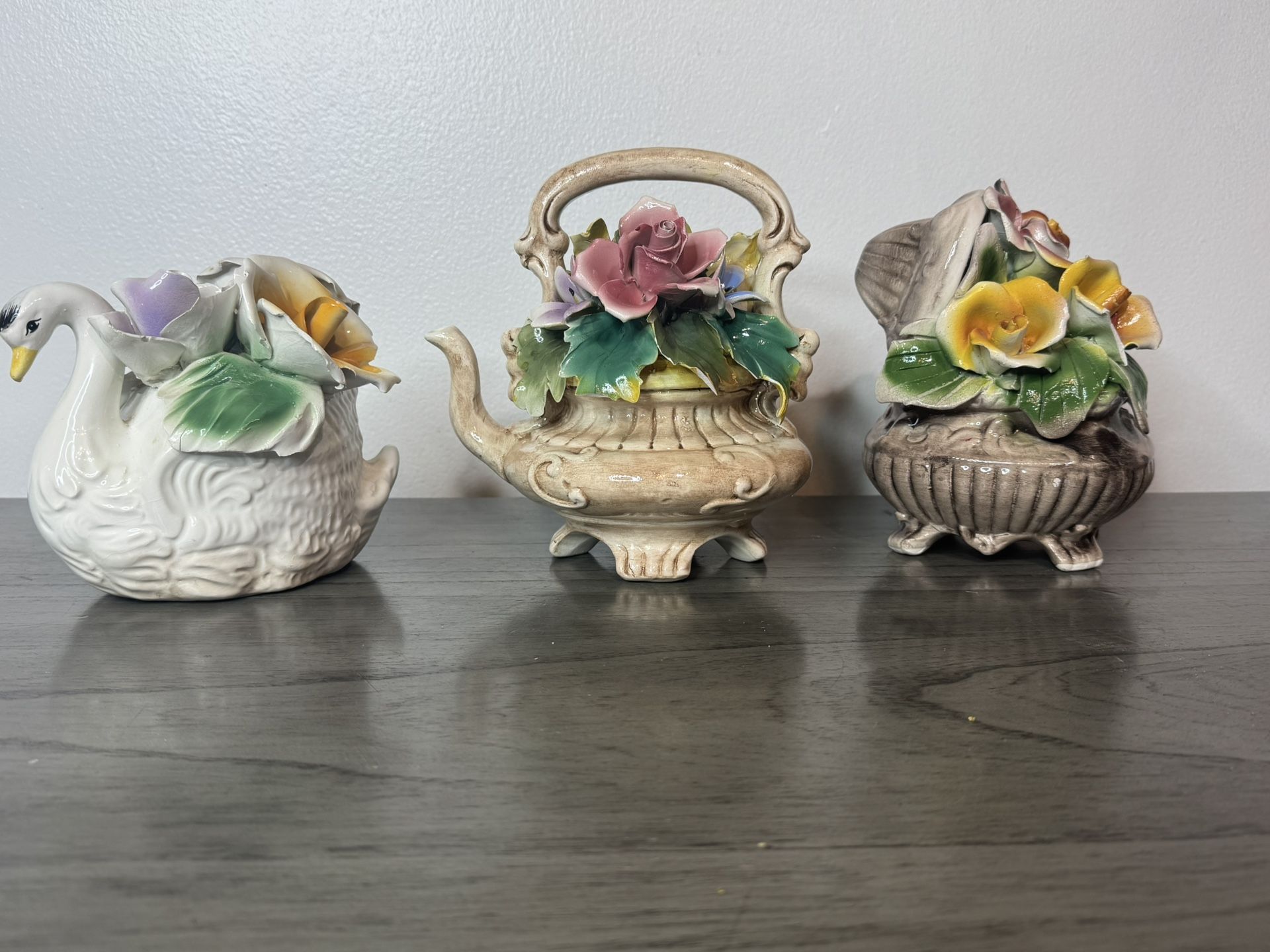 3 Pieces Of Capodimonte Vintage Italian Decor Mid Century