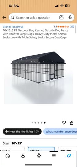 10x15x6 FT Outdoor Dog Kennel with Roof