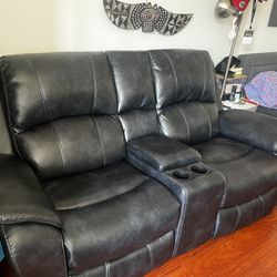 Leather Recliner Loveseat Theater Chair 