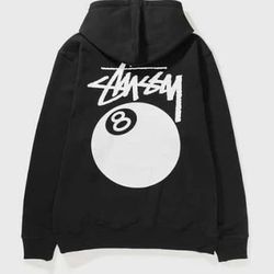 Dark Grey Stussy 8ball Design Hoodie - Size M