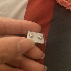 Real Silver Zircon Diamond Small Stud Earrings 