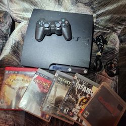 Sony PS3 Slim 120Gb W New Remote and 5 Games "In Good Working Condition " Can Deliver  or Meet