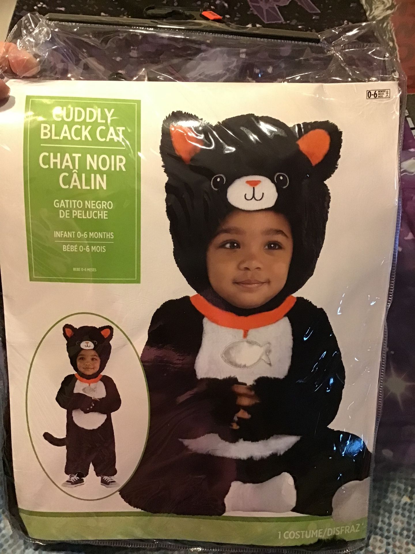 Cuddly Black Cat Infant Costume 0-6 Months -NEW
