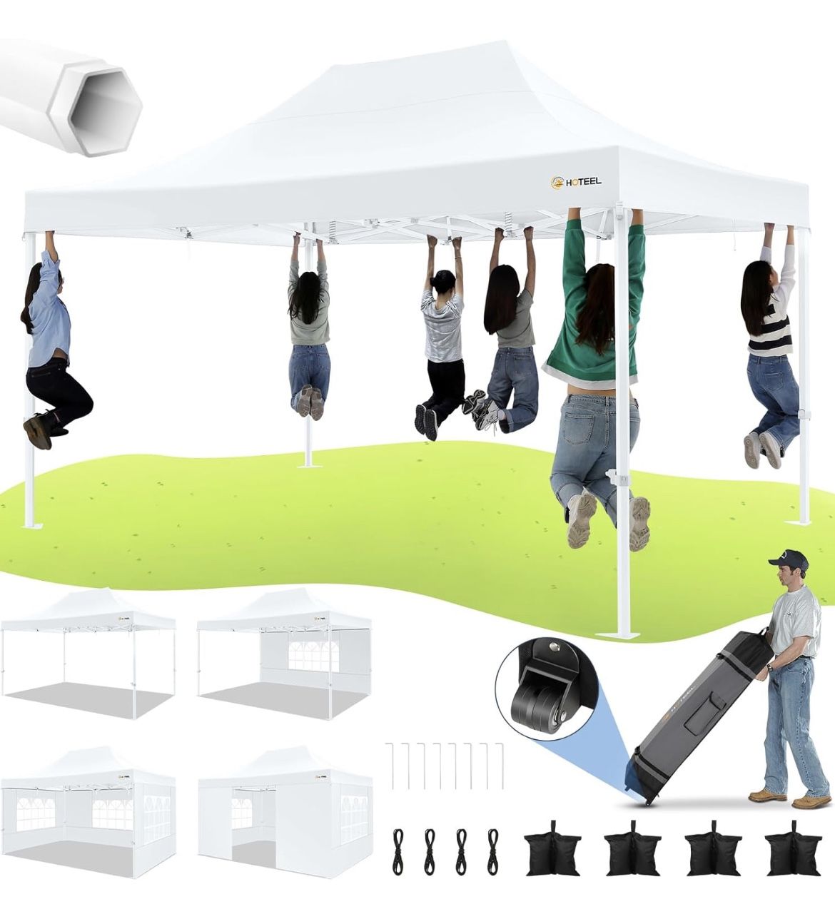 10x15 Pop Up Canopy Tent with 4 Sidewalls Heavy Duty Canopy Tent for Parties Wedding Commercial Instant Canopy with Roller Bag, UV 50+ & Upgraded No W,All Products : American Fashion Style Bags On Sale