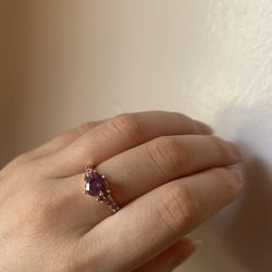 New Amethyst Ring Rose Gold Plated Band