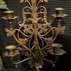 19th Century French 5 Arm Brass Church Candelabra 