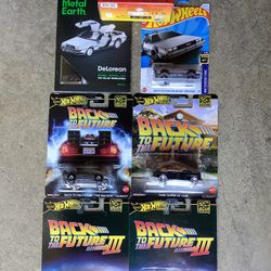 7 Back To The Future Hot Wheels Diecast Cars + Funko Bitty POP Rides + Metal Earth Steel Model Kit  (Valencia) $80