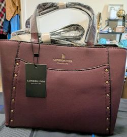 NEW London Fog Studded Satchel Collection - Plum