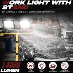 22000 Lumen Work Lights with Stand, 2 Adjustable Head LED Work Light, with Adjustable and Foldable Tripod Stand, Waterproof Lamp with Individual Switc