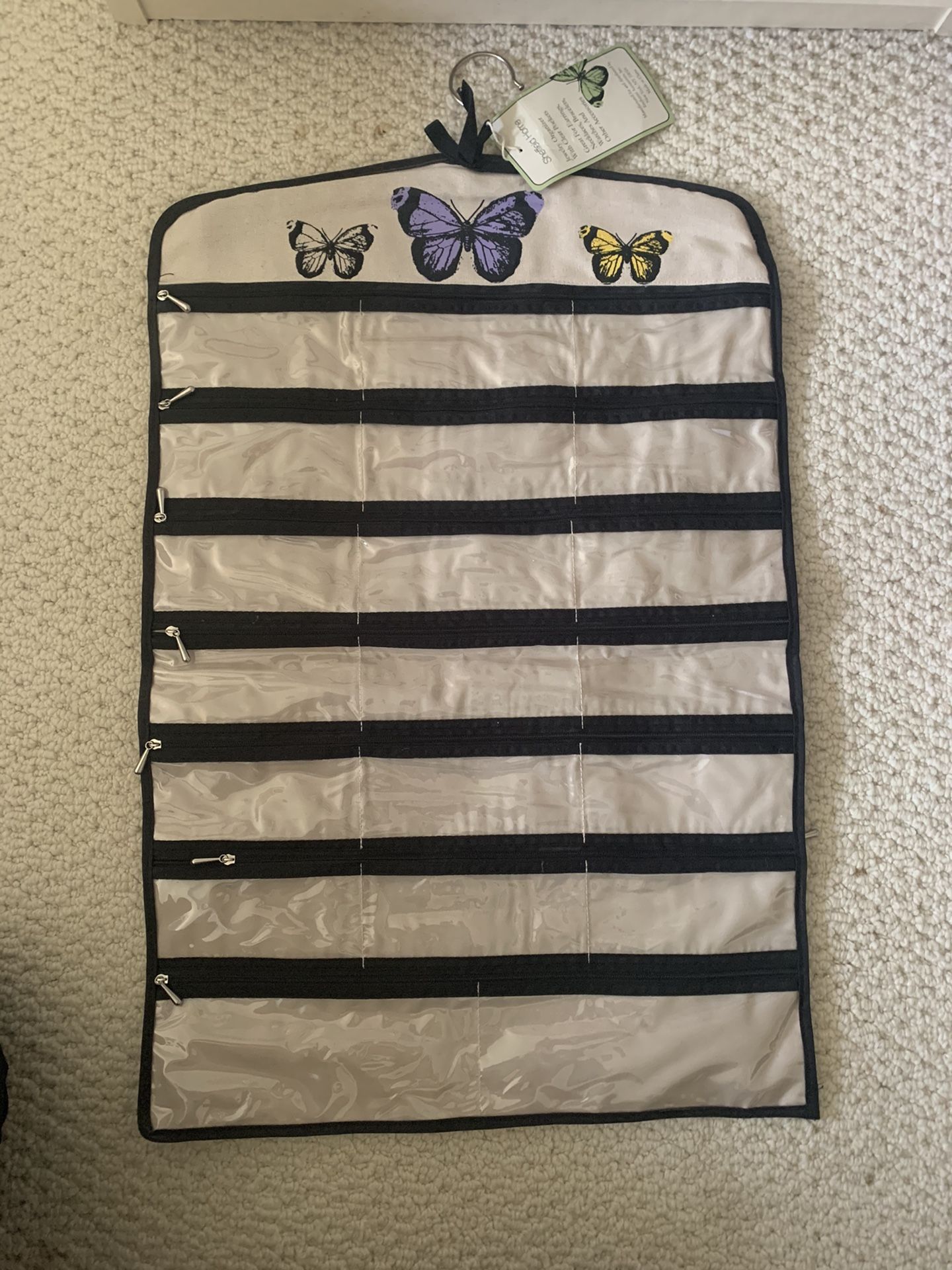 Butterfly organizer with zipper pockets two sided with hanger
