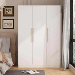 NEW IN BOX - White 3-Door Armoires Wardrobe with Hanging Rod and Storage Shelves