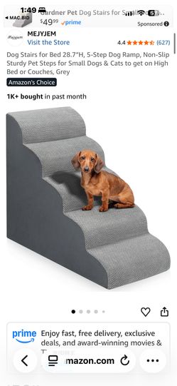5-Step Non-Slip Pet Stairs – 28.7" High – For Small Dogs & Cats – Grey
