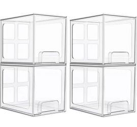 Vtopmart-4 sets of stackable storage drawers 6.6-inch high acrylic bathroom makeup storage Transpare